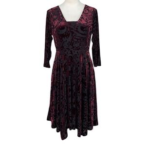 Simply Vera Wang Velvet Burnout Dress Asymmetrical Burgundy S Witchy Vampire